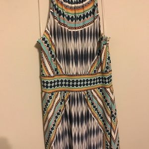 Multi colored and patterned, keyhole maxi dress